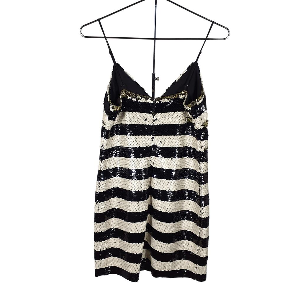 L'Agence Striped Sequin Black Ivory Elora Mini Size 2 Dress - Picture 3 of 6